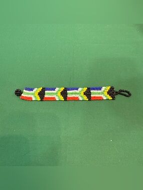 Beaded Woven Bracelet Made From Seed Beads And Thread. 62C